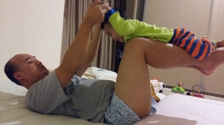 14 months old - becoming an aeroplane. Great bonding time